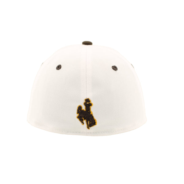 Wyoming Cowboys DH Cursive W Fitted Hat- White/Brown | Univer