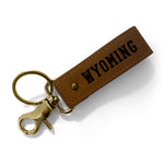 Wyoming Cowboys Leather Foldover Keychain - Brown