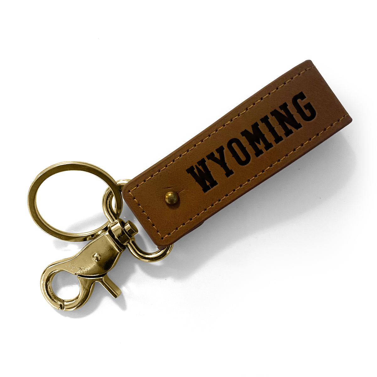 Wyoming Cowboys Leather Foldover Keychain - Brown