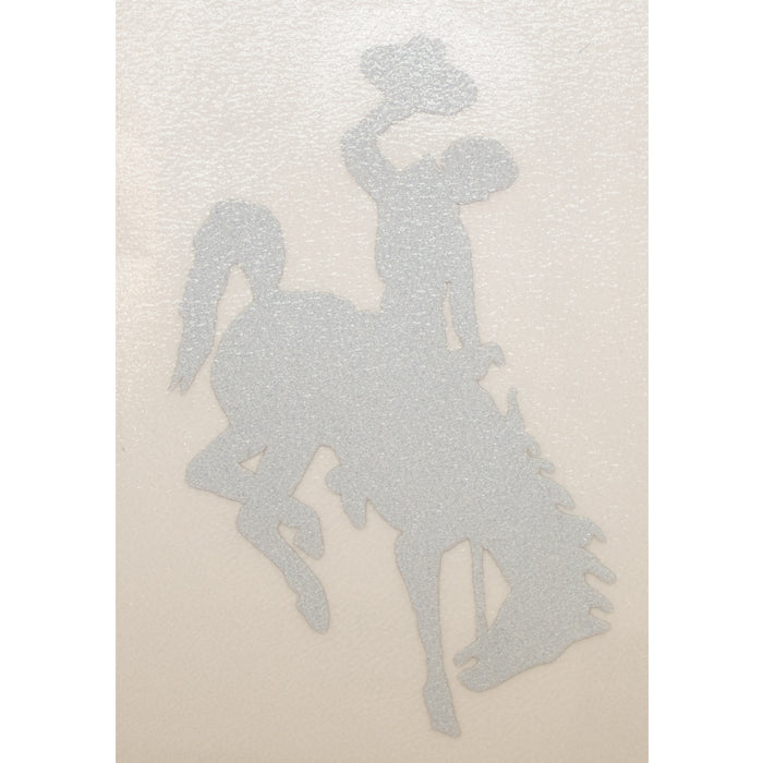 1.7 inch tall bucking horse shaped vinyl decal in reflective white