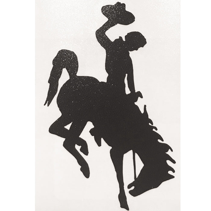 3 inch tall black bucking horse shaped vinyl decal