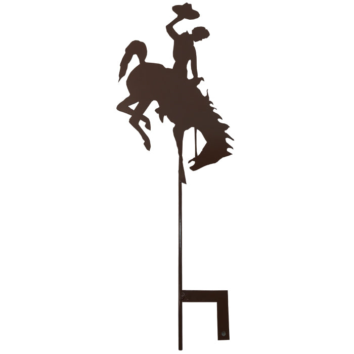 wyoming cowboys bucking horse yard stake decor