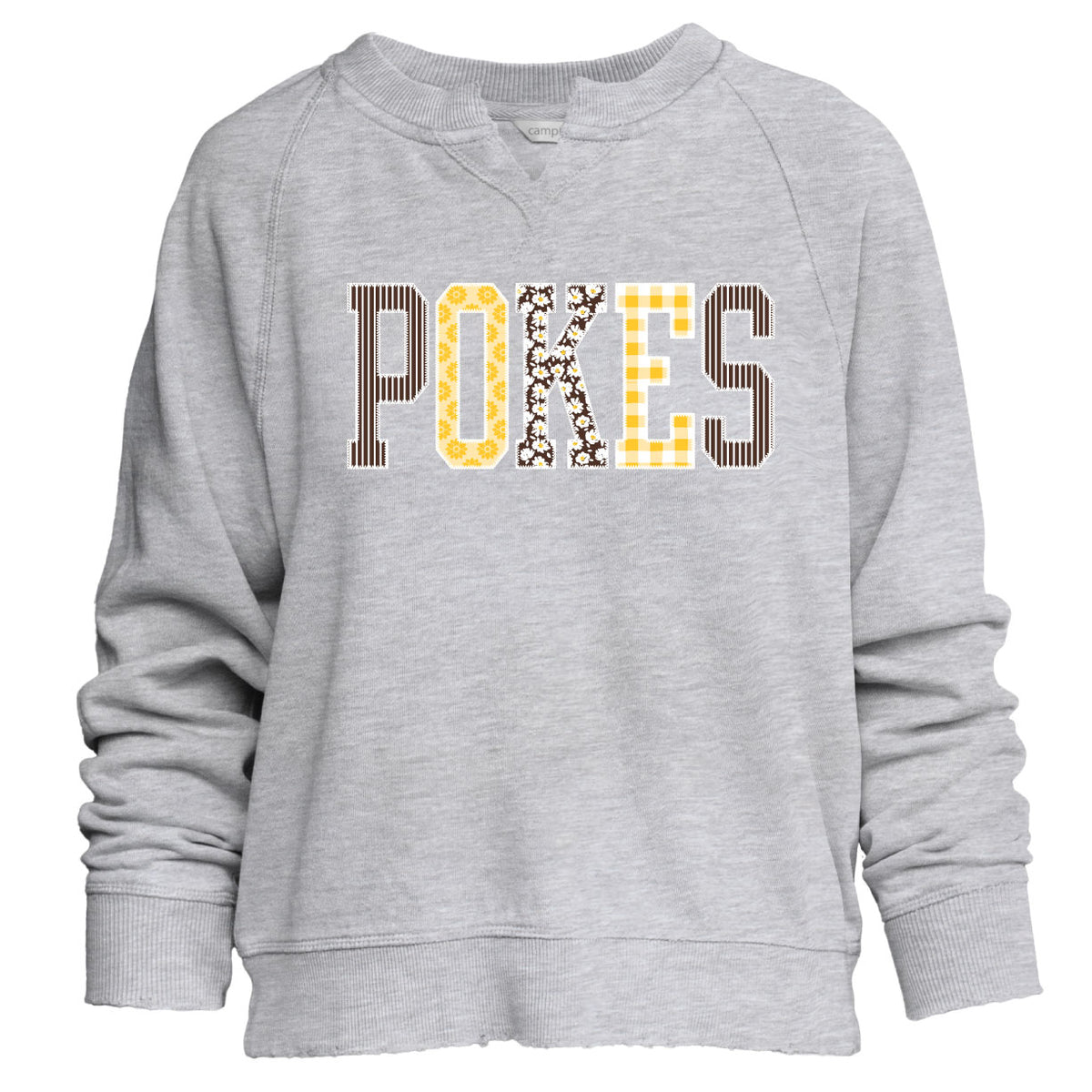 Wyoming Cowboys Women's Pokes Floral Crewneck - Heather