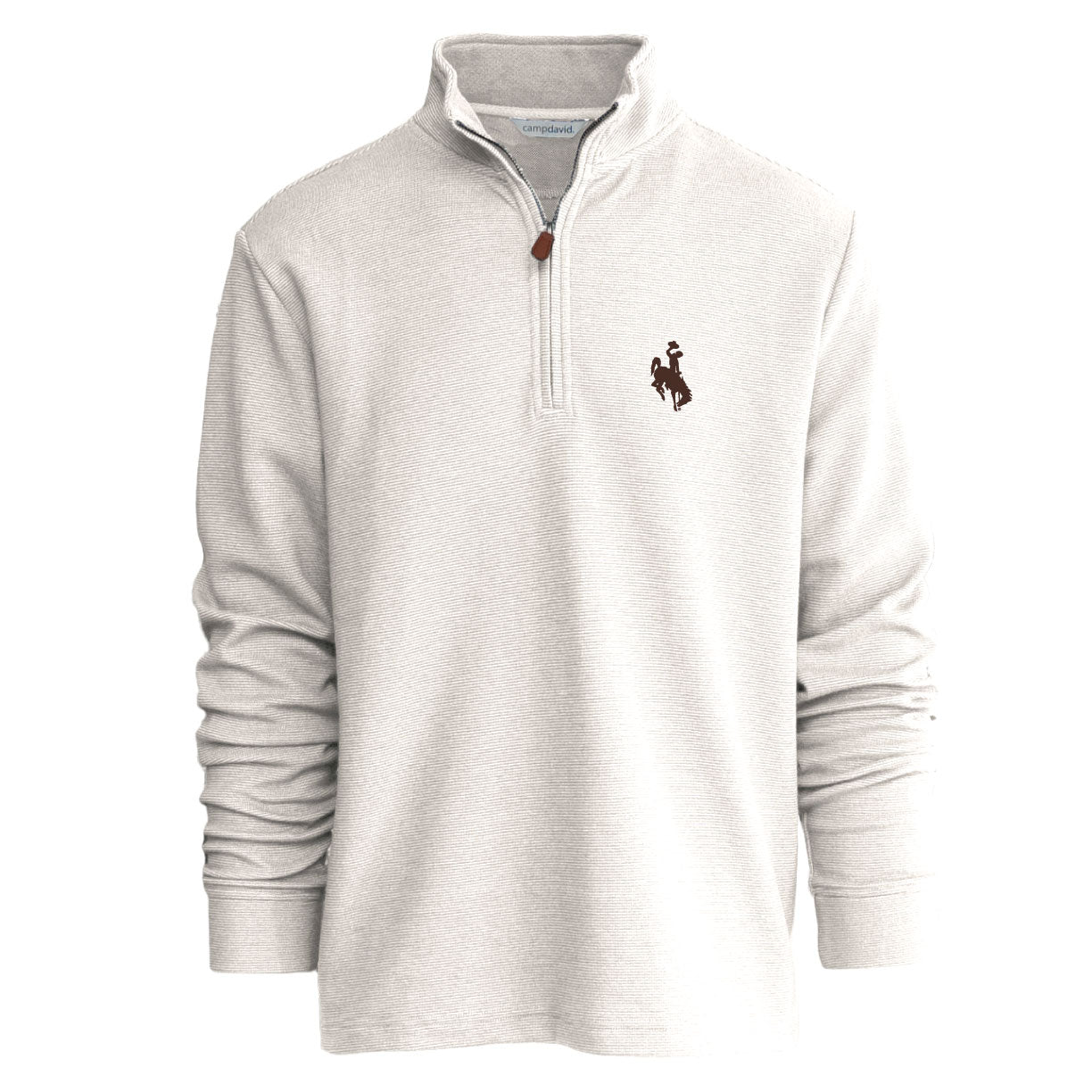 Wyoming Cowboys Maverick Quarter Zip - Oatmeal - Brown and Gold Outlet