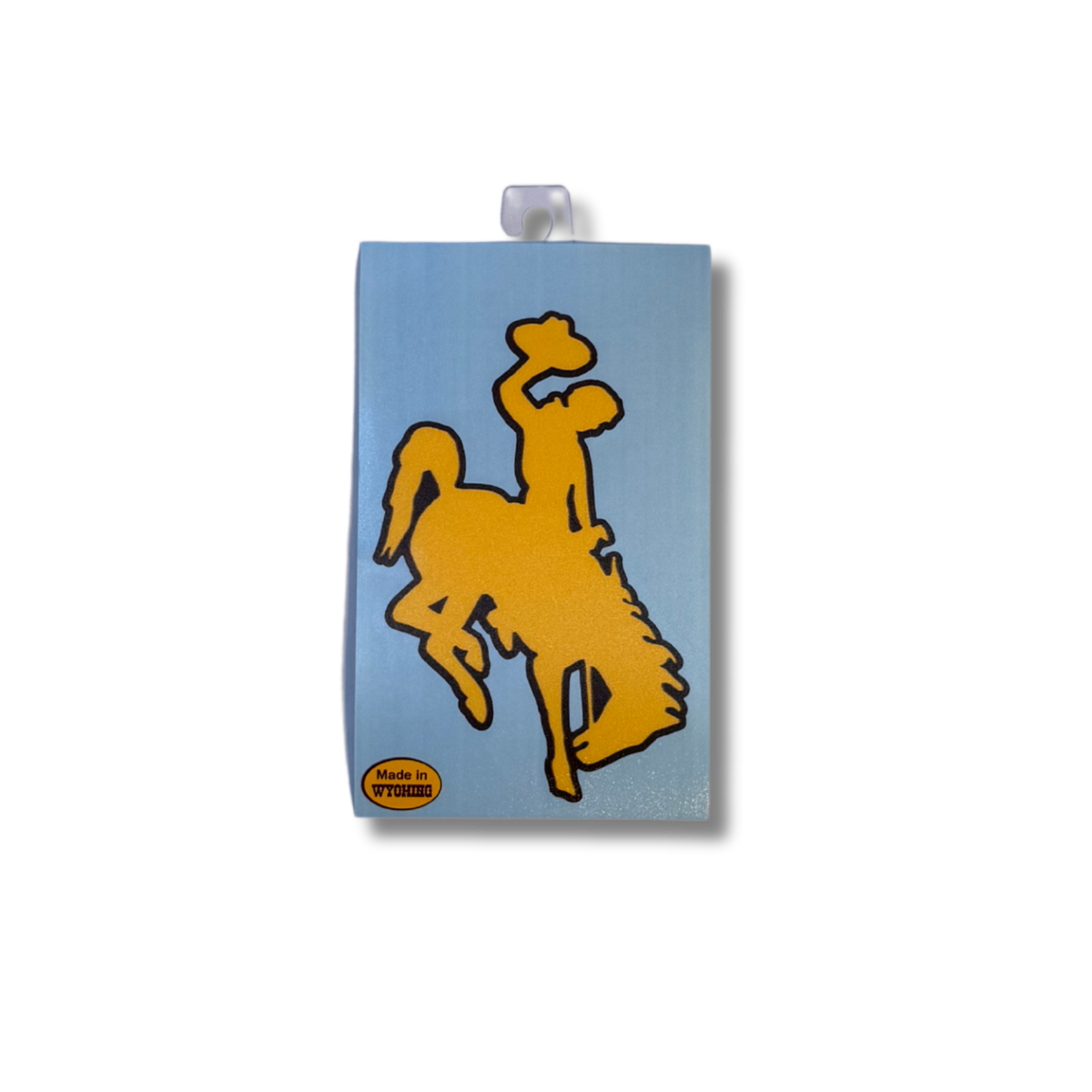 gold and brown decal, gold bucking horse with brown outline