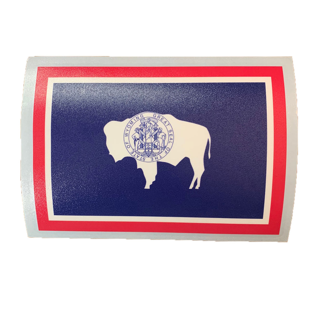 4 inch by 6 inch vinyl decal. rectangular shape of Wyoming State flag