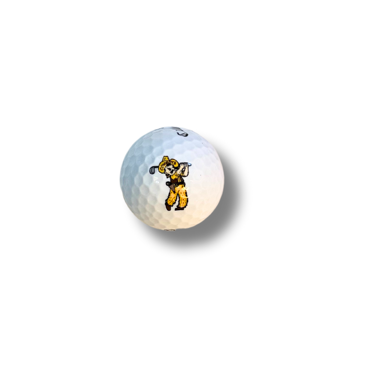 Callaway Warbird Golf Ball with pistol pete printed on ball in brown, golf and white