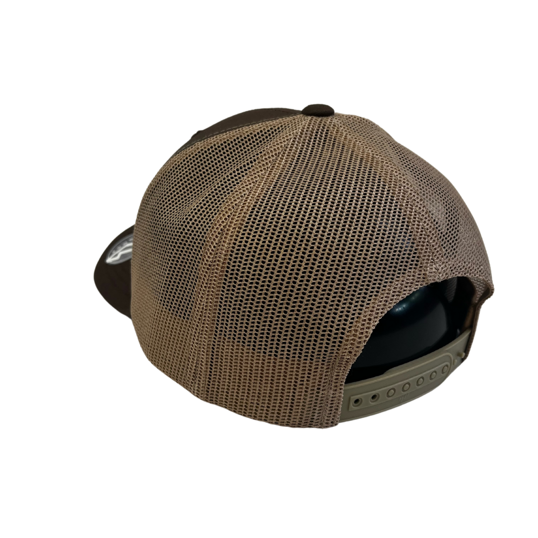 back view of structured, mid profile adjustable hat. khaki plastic, snap back closure