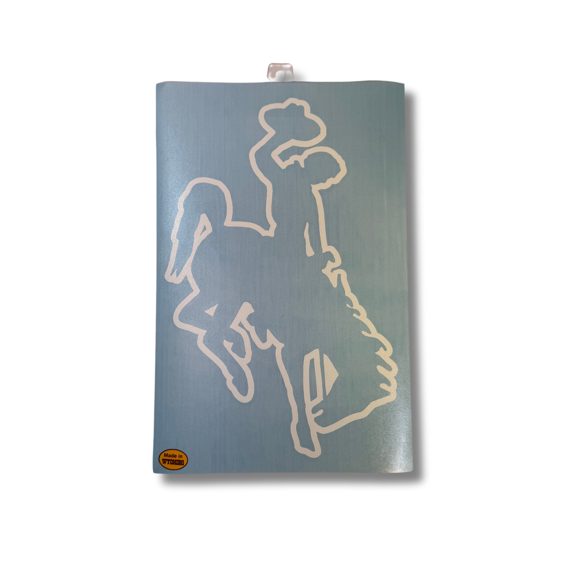 twelve inch white outline decal, outline of bucking horse