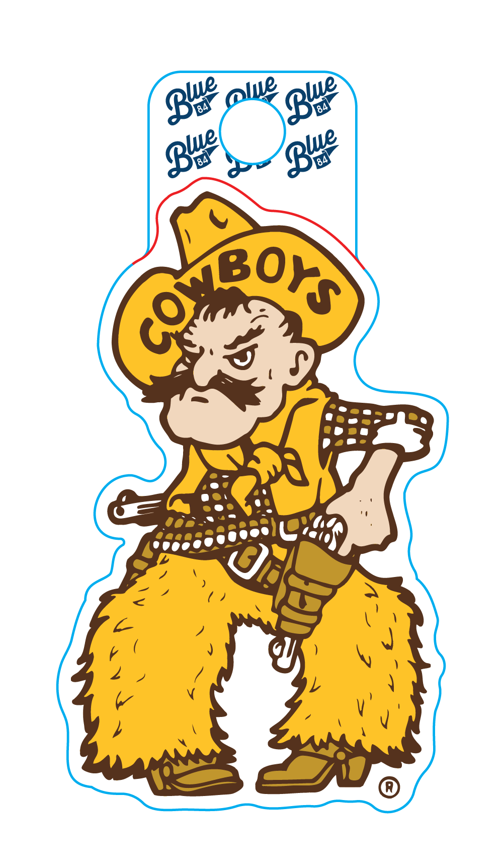 three by four pistol pete color decal. Pete is gold brown and tan