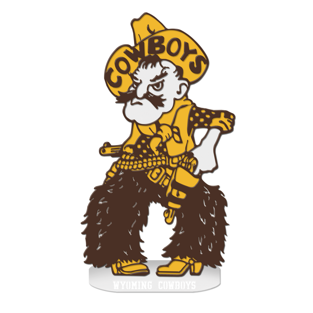 Metal pistol pete garden sign. Brown and gold with a oval base