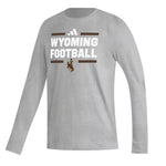 Wyoming Cowboys Adidas Football L/S Tee- Grey