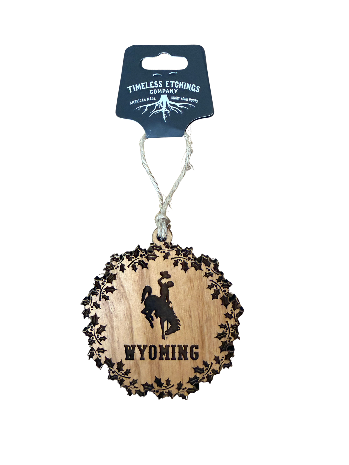 Wyoming Cowboys B/H Circle Wood Ornament - Brown