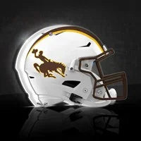 6.5"W x 9.6"L x 1.15"H wyoming football helmet shaped desklite LED décor