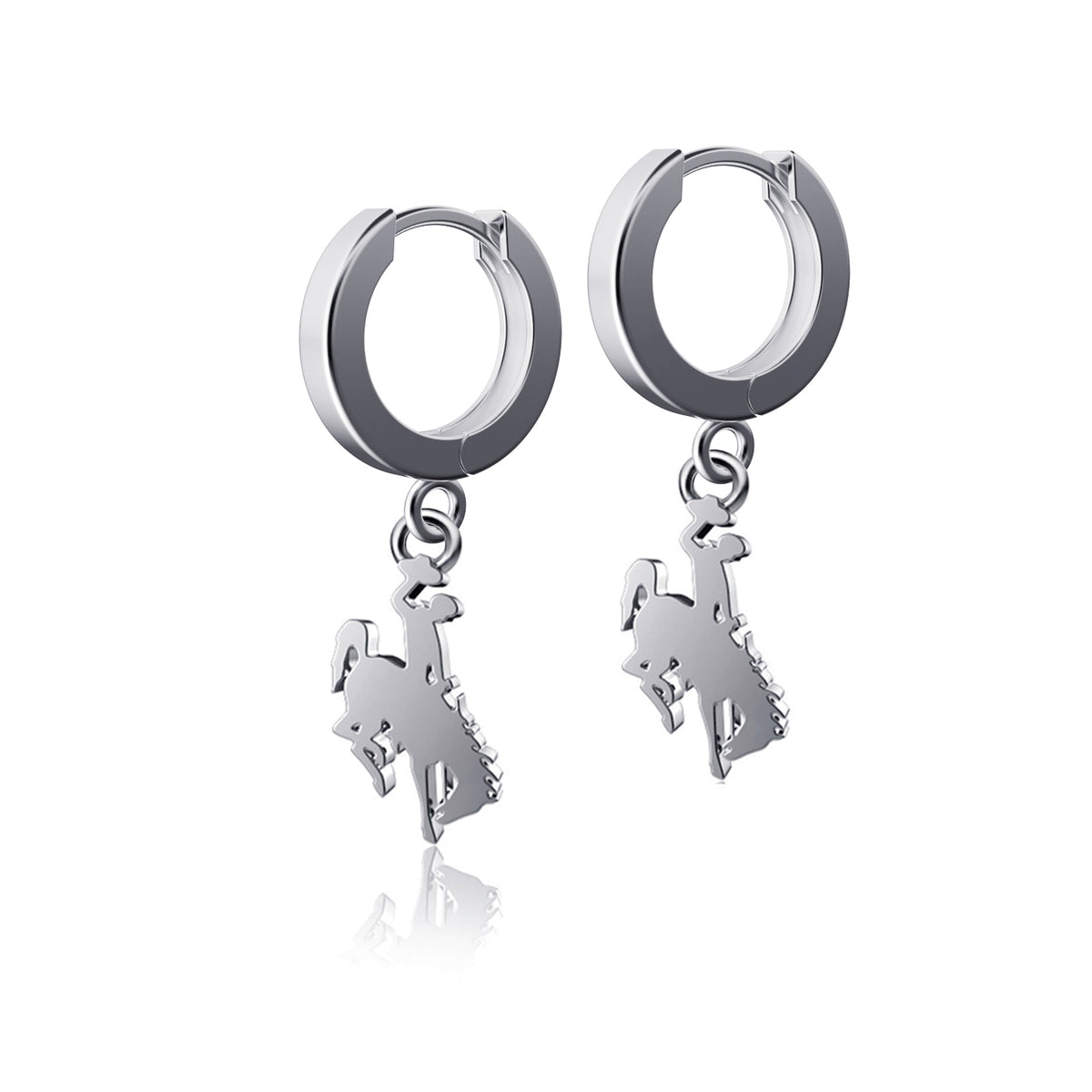silver bucking horse dangle earrings