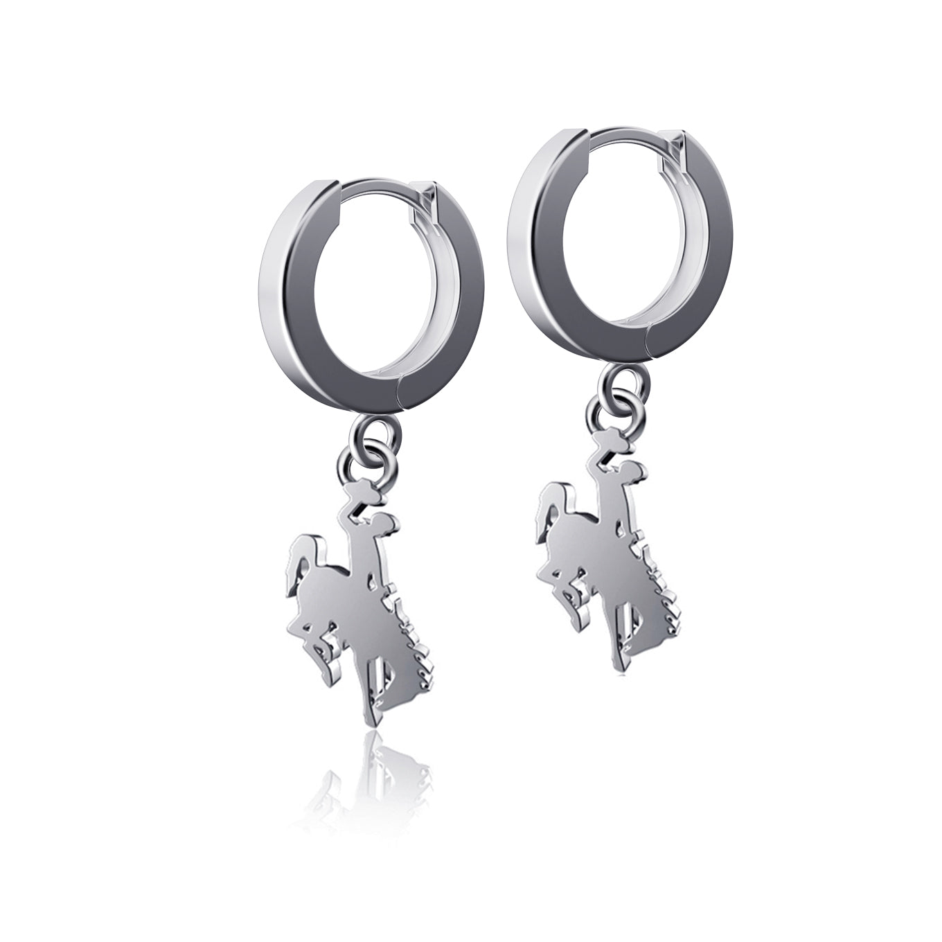 silver bucking horse dangle earrings
