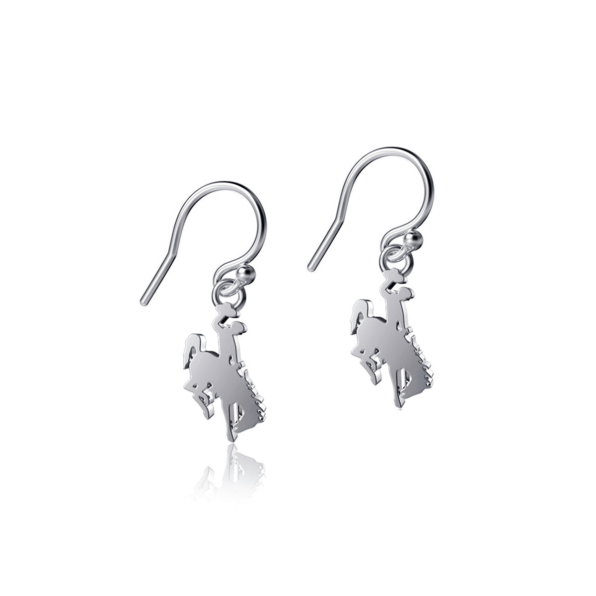 silver dangle bucking horse earring