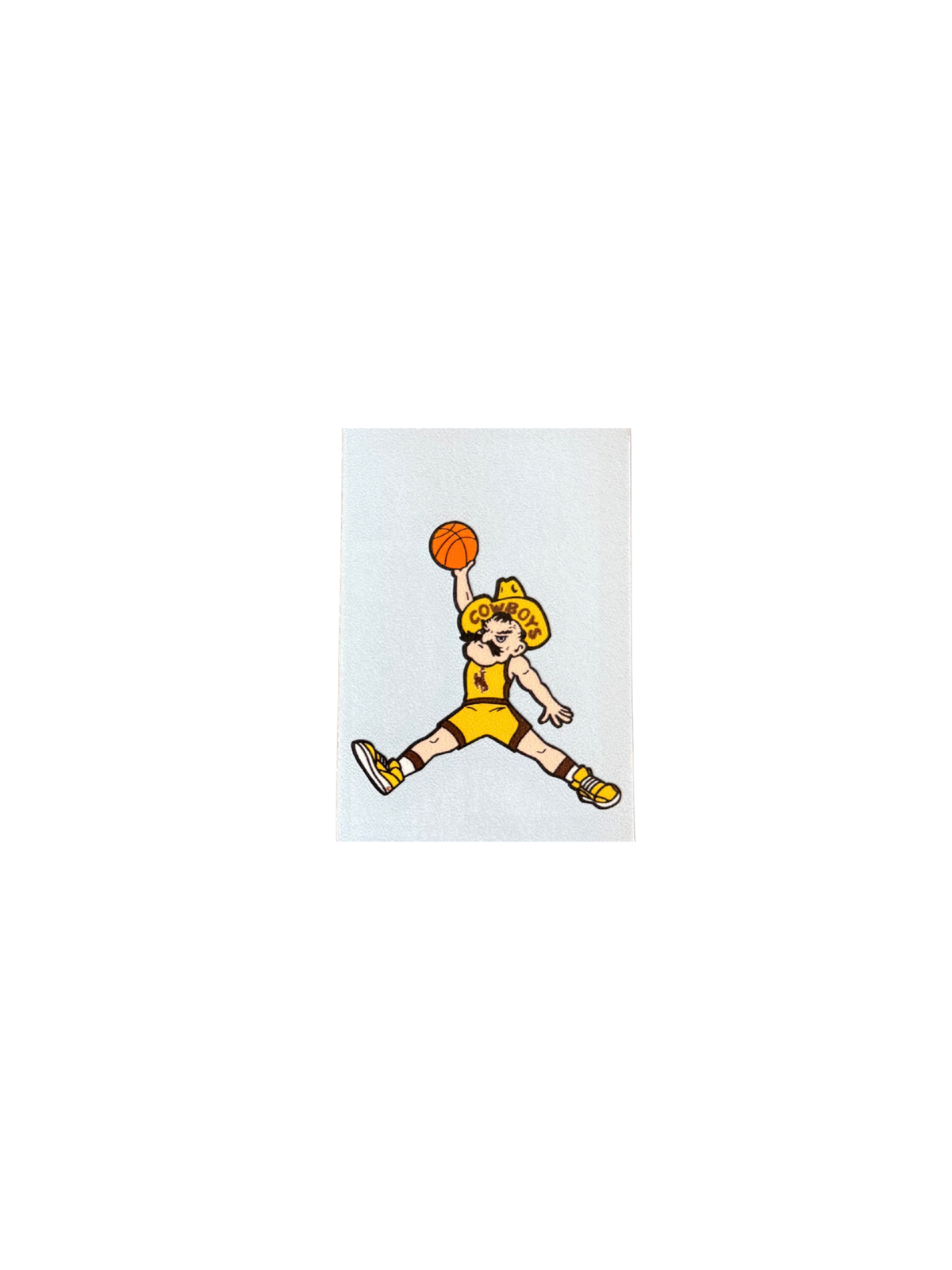1.7 inch decal of pistol pete playing basketball