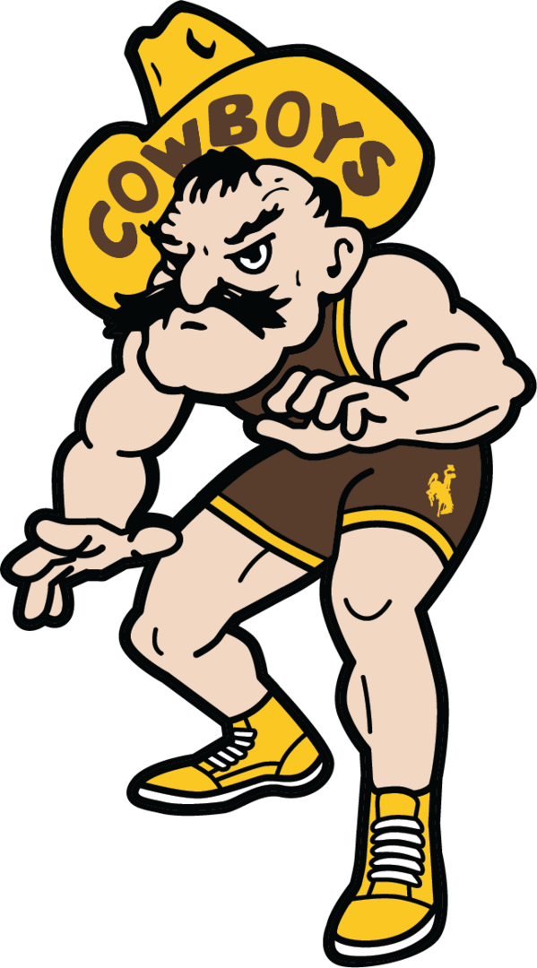 brown and gold 6-inch pistol pete decal. sport specific wrestling pete