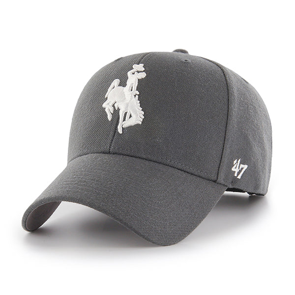 A dark gray baseball cap featuring a white embroidered bucking horse logo on the front and a white '47' brand logo on the side, set against a plain white background.