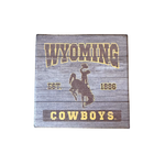 Wyoming Cowboys Est. 1886 Wooden Coaster - Grey