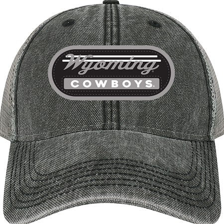 Gray cap with 'Wyoming Cowboys' design patch on front.