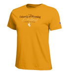Wyoming Cowboys Women's Champion V-neck S/S Tee - Gold
