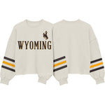 Wyoming Cowboys Women's Oversized Crop Crew - Oatmeal