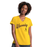 Wyoming Cowboys Women's V-Neck Field S/S Tee - Gold