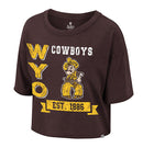 Wyoming Cowboys Women's Victoria Crop S/S Tee - Brown/Gold