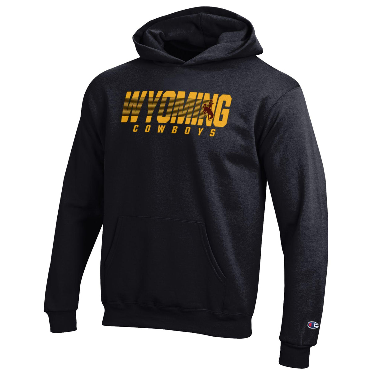 Wyoming Cowboys Youth B/H Champion Hooded Sweatshirt - Black