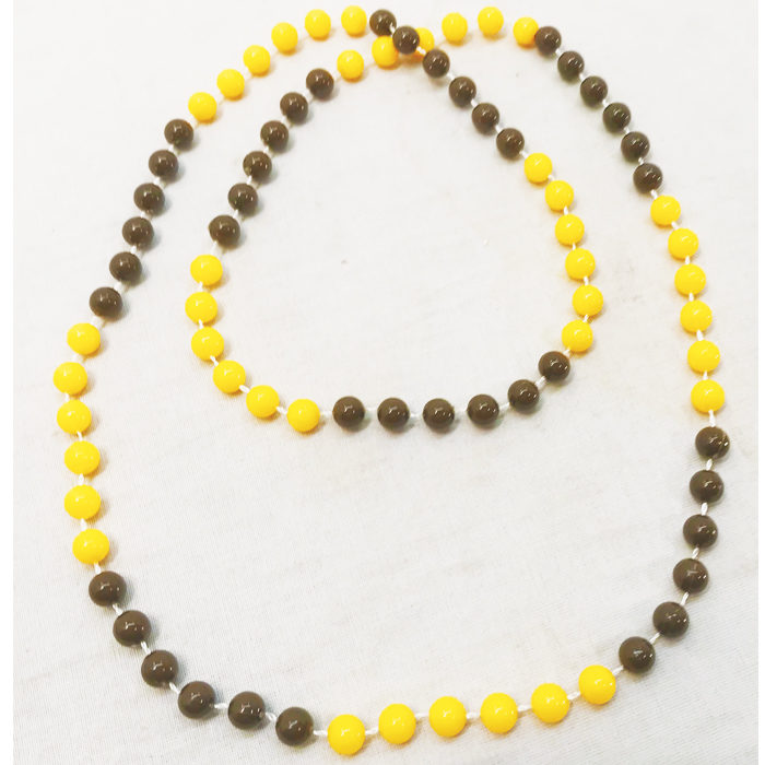 brown and gold plastic circle bead necklace