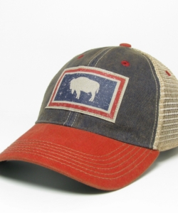 Wyoming State Flag Trucker Hat – Navy/Red