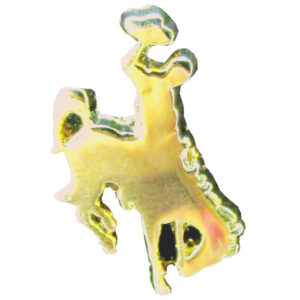 Wyoming bucking horse shaped metal lapel pin in a gold color