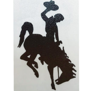 6 inch tall bucking horse shaped vinyl decal in brown