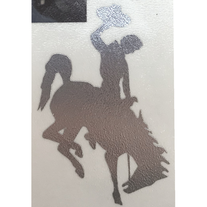 3 inch tall chrome bucking horse shaped vinyl decal