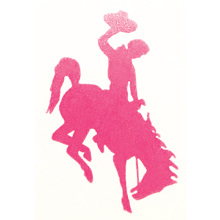 1.7 inch tall bucking horse shaped vinyl decal in pink
