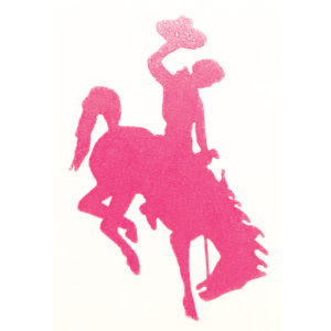 6 inch tall bucking horse shaped vinyl decal in pink