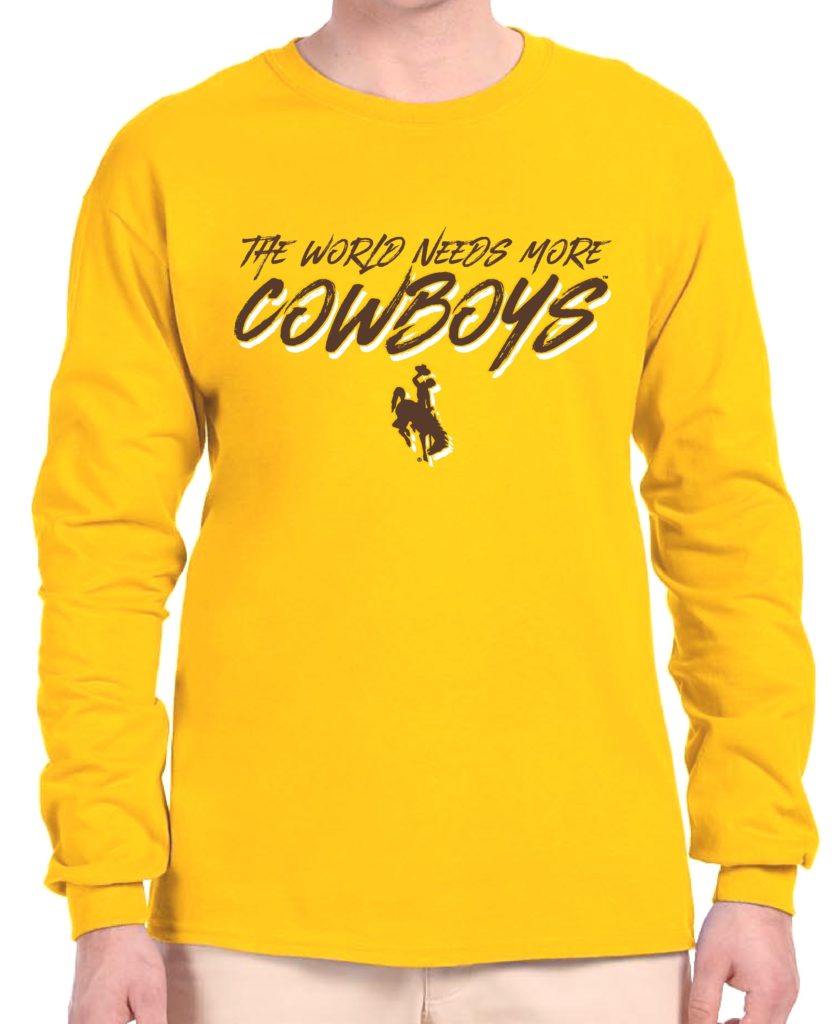 Wyoming The World Needs More Cowboys L/S Tee - Gold | University of