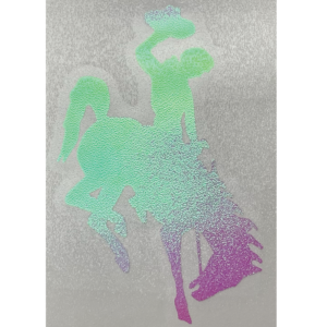 6 inch tall bucking horse shaped vinyl decal in opal color