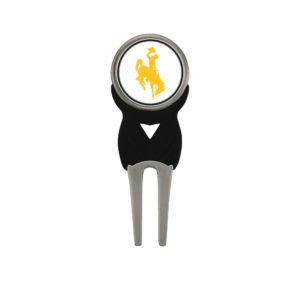 metal divot golf tool with Wyoming ball marker included