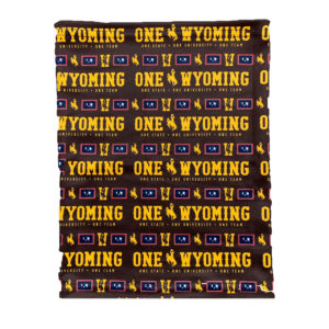 multi use gatior with One Wyoming slogan printed all over