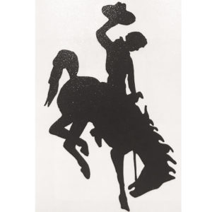 6 inch tall bucking horse shaped vinyl decal in black