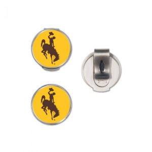 Magnetic hat clip with ball markers, embellished with gold background and brown background