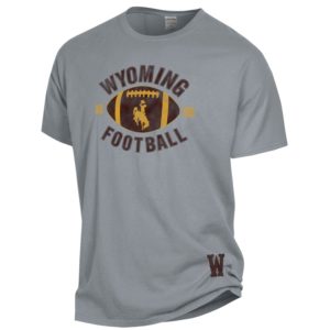 Wyoming Cowboys Football Comfort Wash S/S Tee - Grey