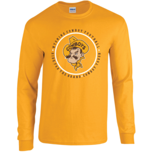 wyoming cowboys ride for the brand pistol pete long sleeve tee