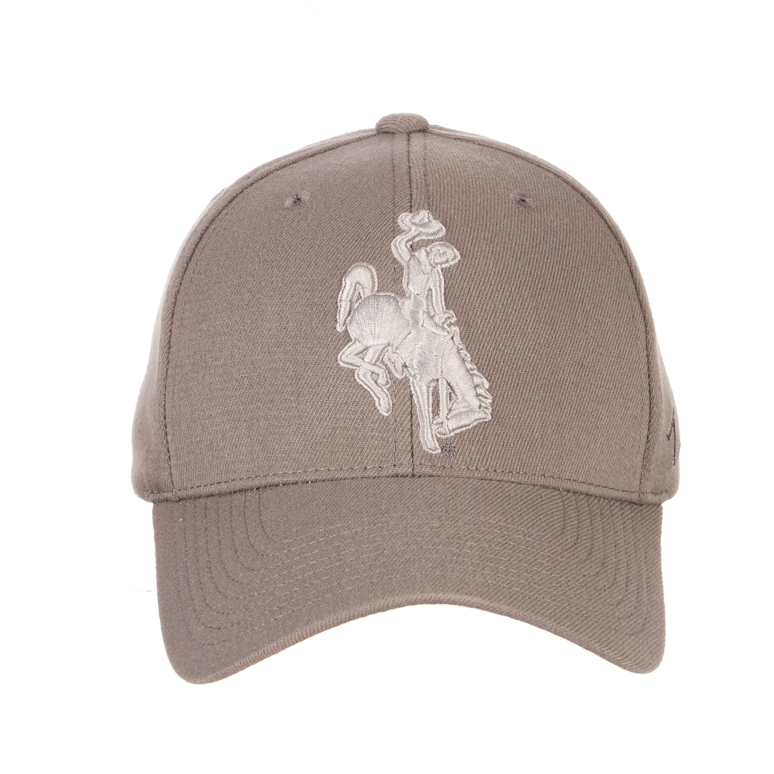 Wyoming Cowboys Offset Bucking Horse FlexFit Hat - Heather Gray