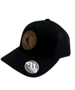 Wyoming Cowboys Circle Leather Patch Hat – Black