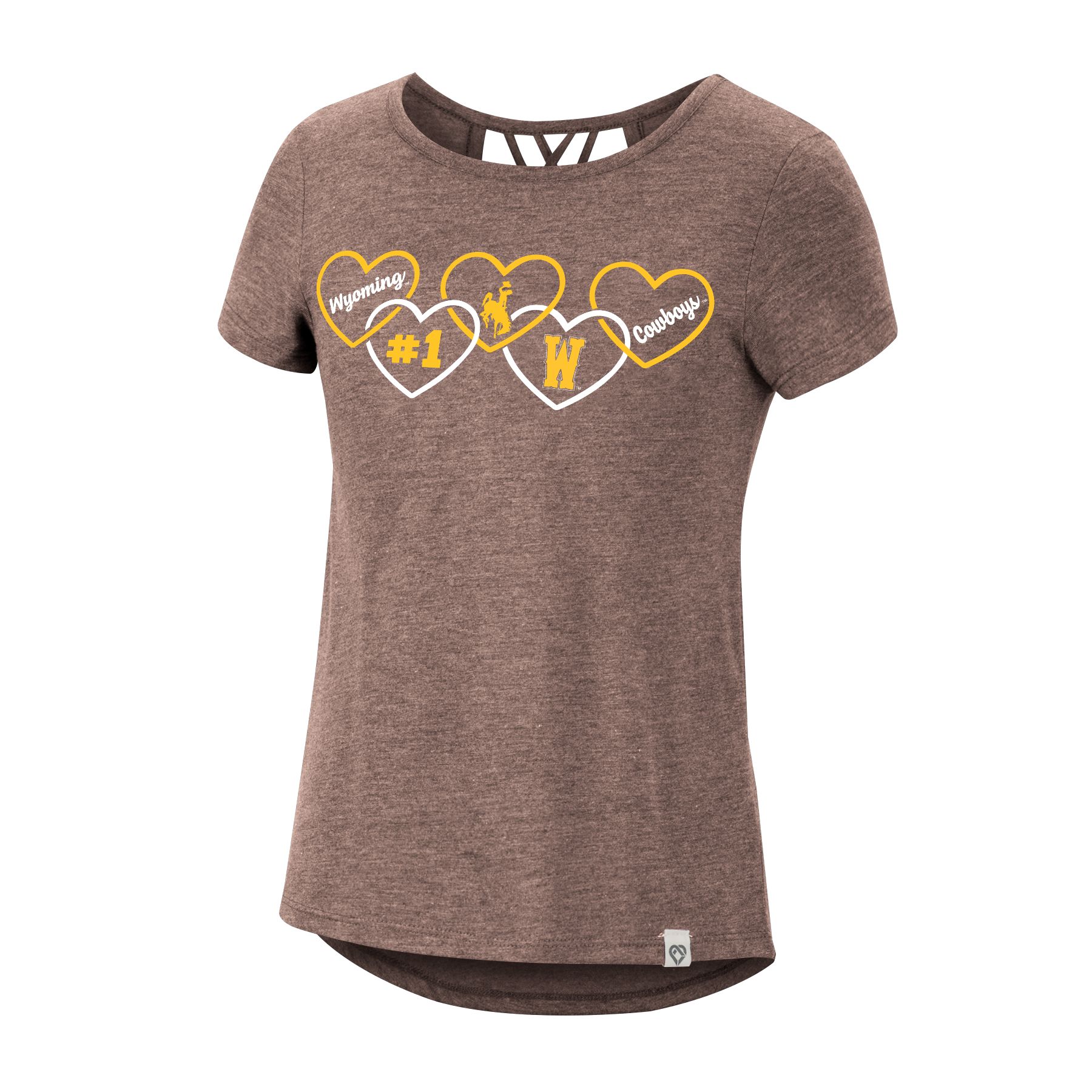 Wyoming Cowboys Youth Chloe S/S Tee - Pearl/Brown/Gold