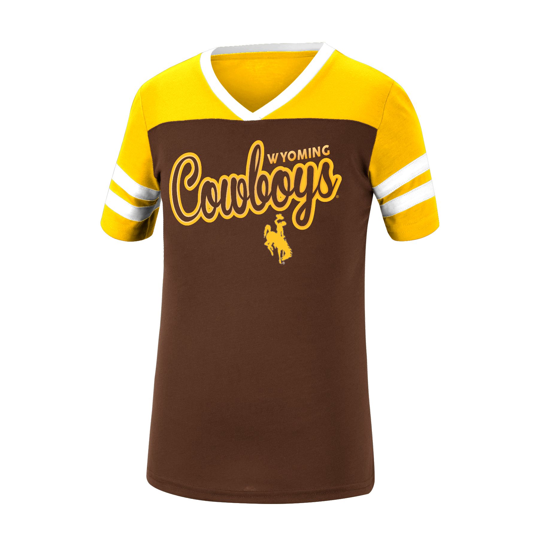 Wyoming Cowboys Youth Chloe S/S Tee - Pearl/Brown/Gold